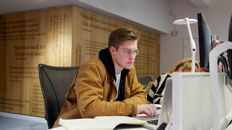 Student looking at screen