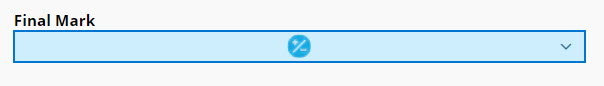 Menu showing the field Final Mark.  There is a blue box that staff can click to enter a mark.