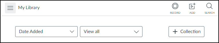 Screenshot of the add Collection button within the My Library area